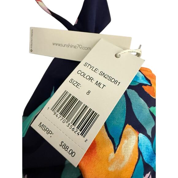 La Blanca Sunshine Navy Peach Halter Fruit Floral 2 Piece Bikini Swimsuit Set 8 - Picture 12 of 12